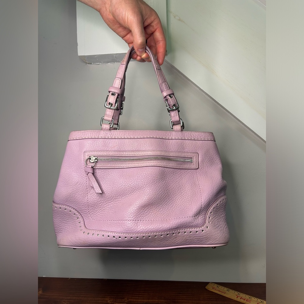 Vintage Y2K Coach Womens Purse Handbag Purple Lilac Leather Carryall Tote Bag - Picture 3 of 11